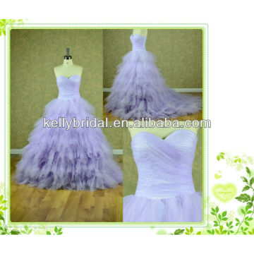 2014 nuevo estilo púrpura / violeta Tulle vestido nupcial con escote sweathreat